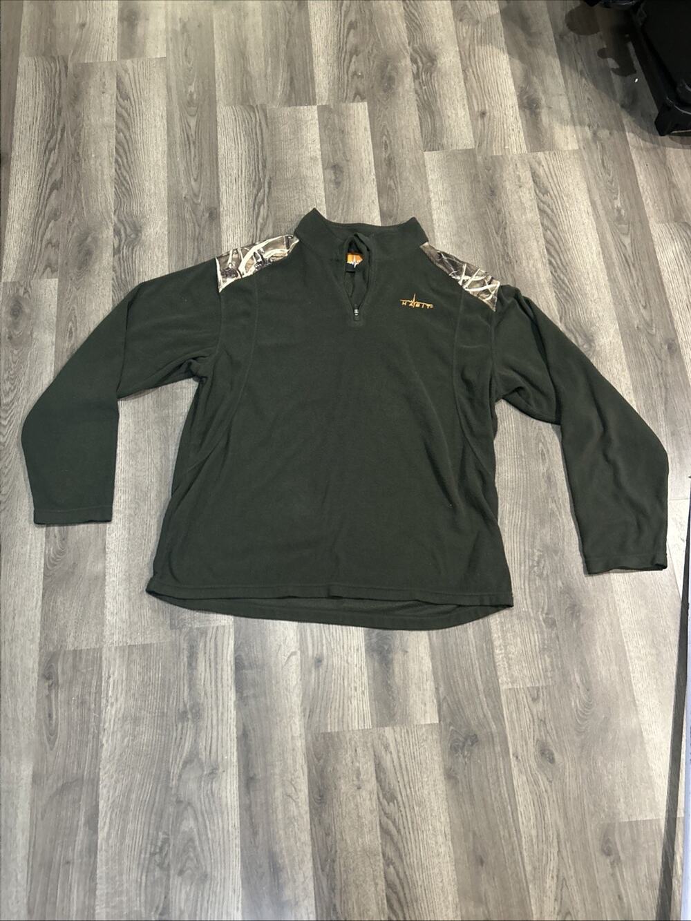 Habit Quarter Zip Fleece Pullover Green Camo Print Size Large